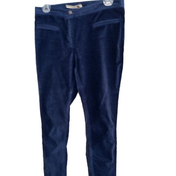 Leifsdottir for Anthropologie dark blue velvet skinny pants with lace up ankle - Picture 2 of 8